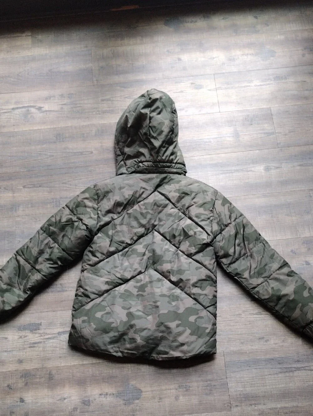 ThereAbouts Kids Hooded Camo Puffer Jacket - Olive Green